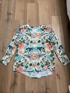 Soft Surroundings Floral Button-Front Blouse